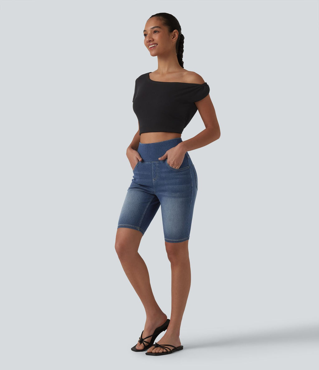 Halara Flex™ Short en denim taille haute ventre plat 22,8 cm avec poches