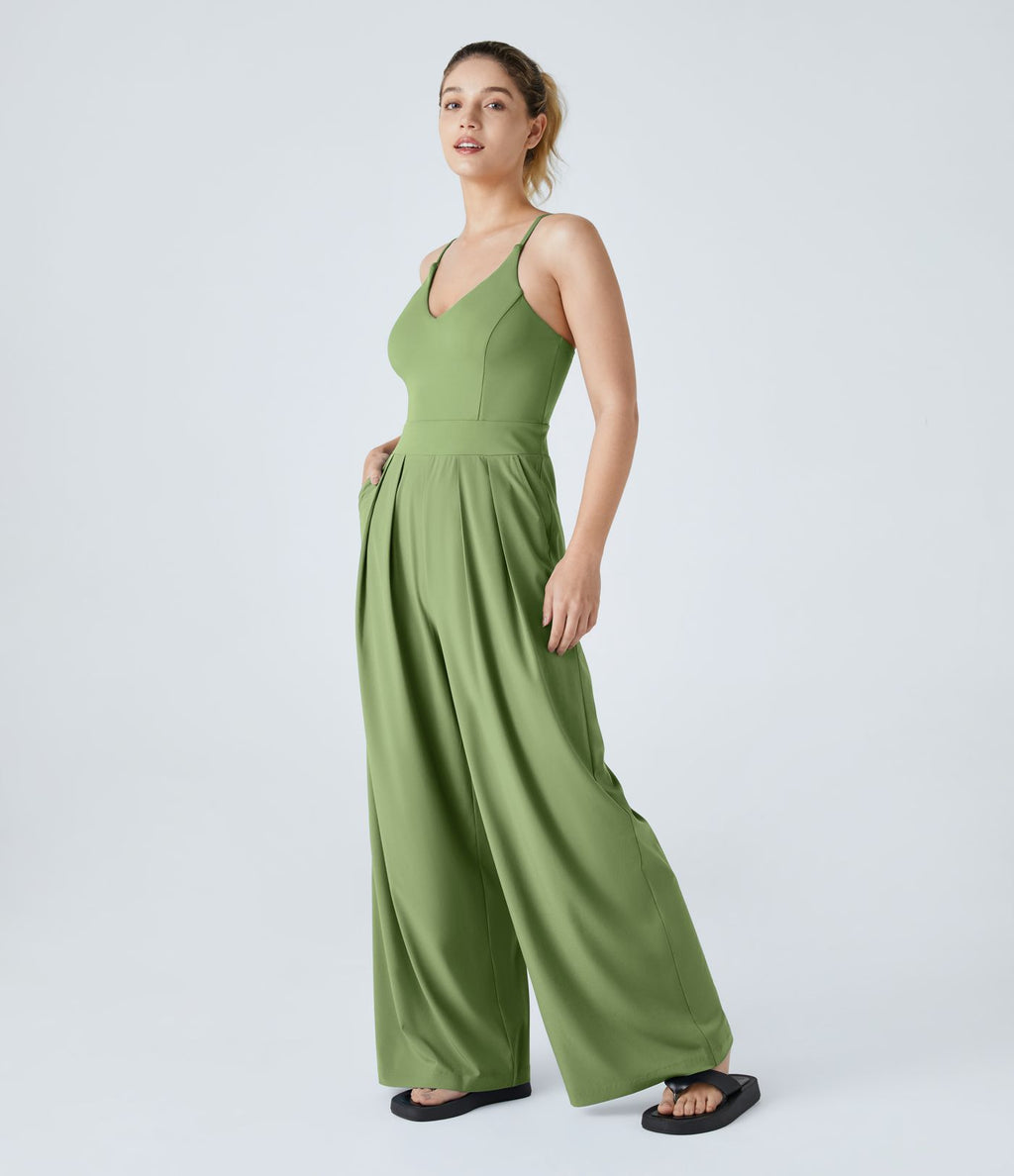 Breezeful™ Combinaison Dos Nu Poche Zippée Invisible Sur le Côté Jambe Large Séchage Rapide