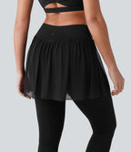 Legging de sport 2-en-1 SoftlyZero™ effet frais InstantCool taille haute avec mesh contrastant et poches, protection solaire UPF50+