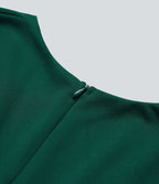 Combinaison tailleur col V manches longues bouffantes coupe droite avec poches