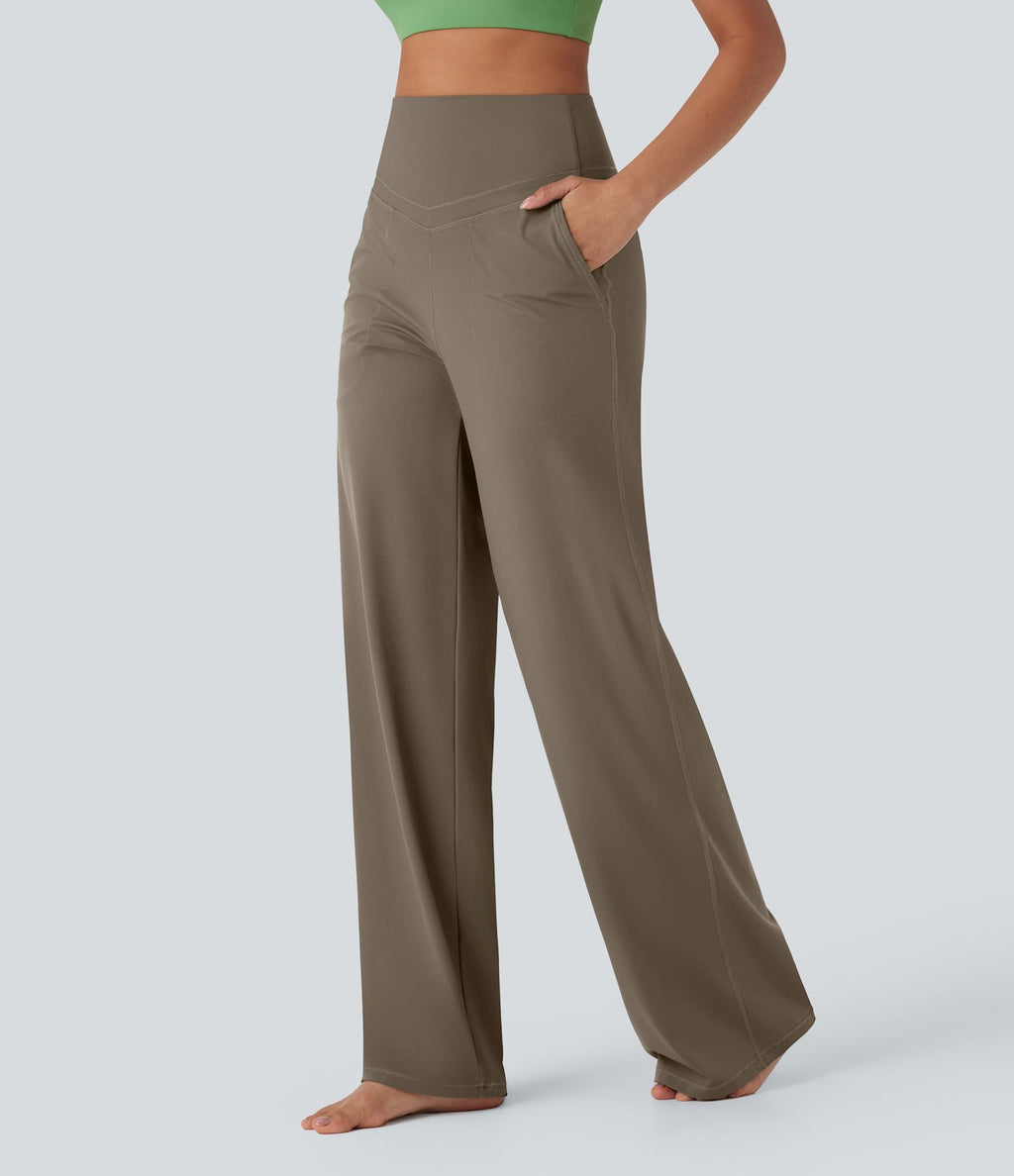 Pantalon de yoga droit gainant taille haute avec poches Halara UltraSculpt™