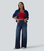 Jean large décontracté Halara Flex™ croisé taille haute avec poches