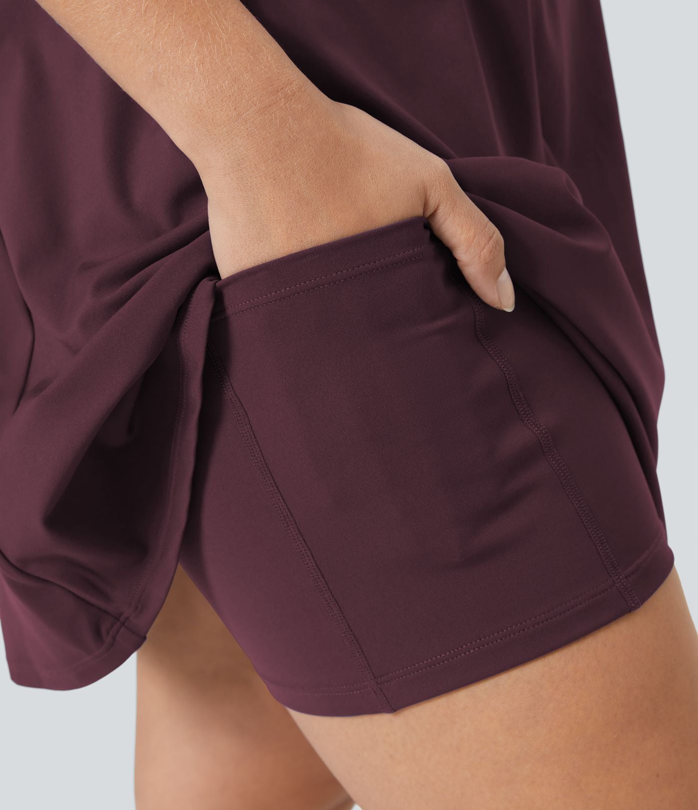Robe longue de danse évasée à dos ouvert avec torsade grandes tailles et short intégré - Édition Easy Peasy