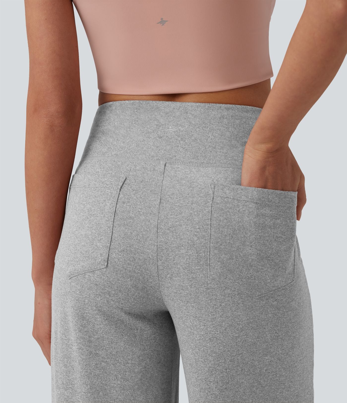 Pantalon de yoga chiné taille haute à jambes droites avec poches