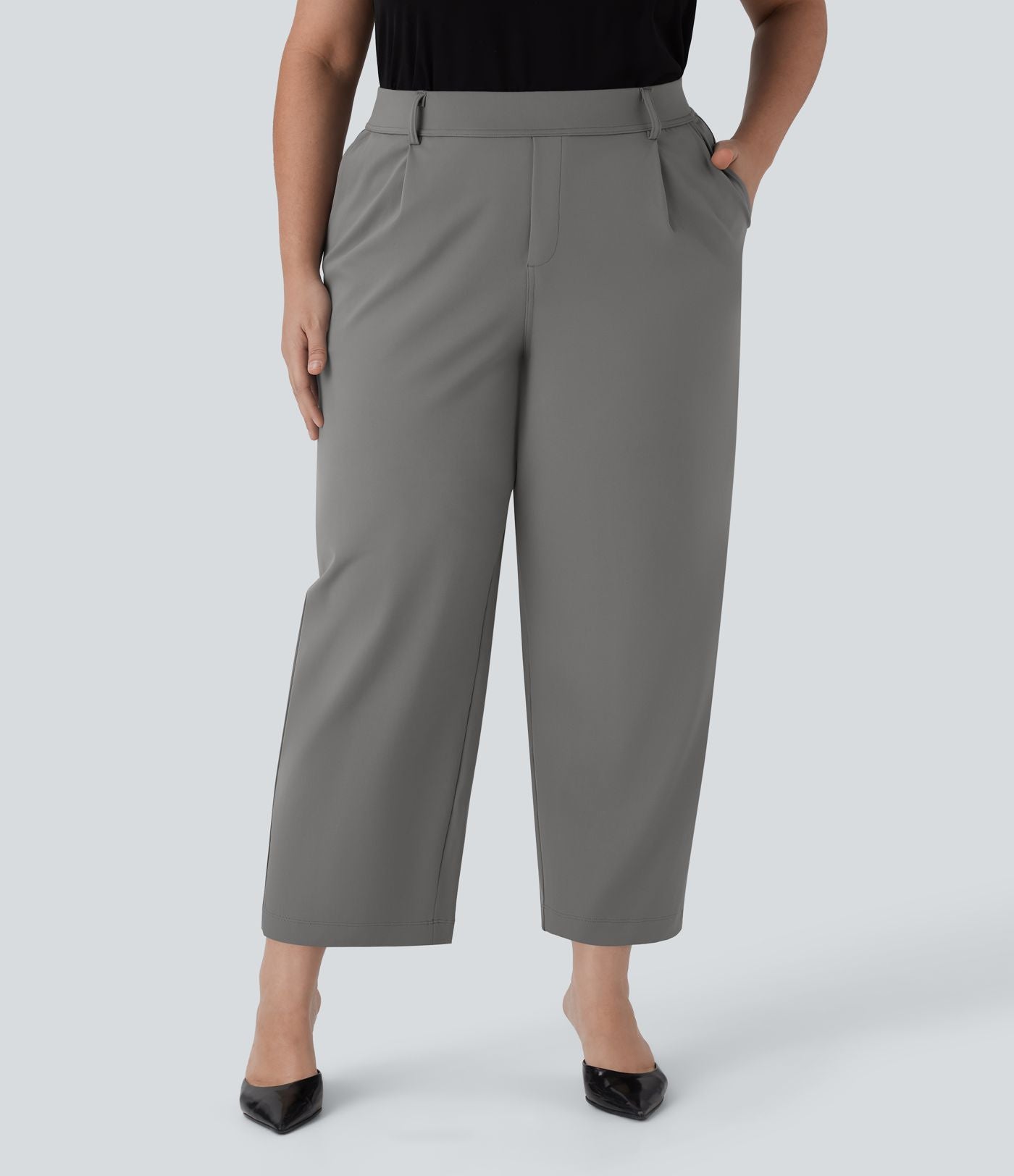 Pantalon de travail grande taille fuselé longueur cheville taille haute Halara Flex™ DayStretch avec poches
