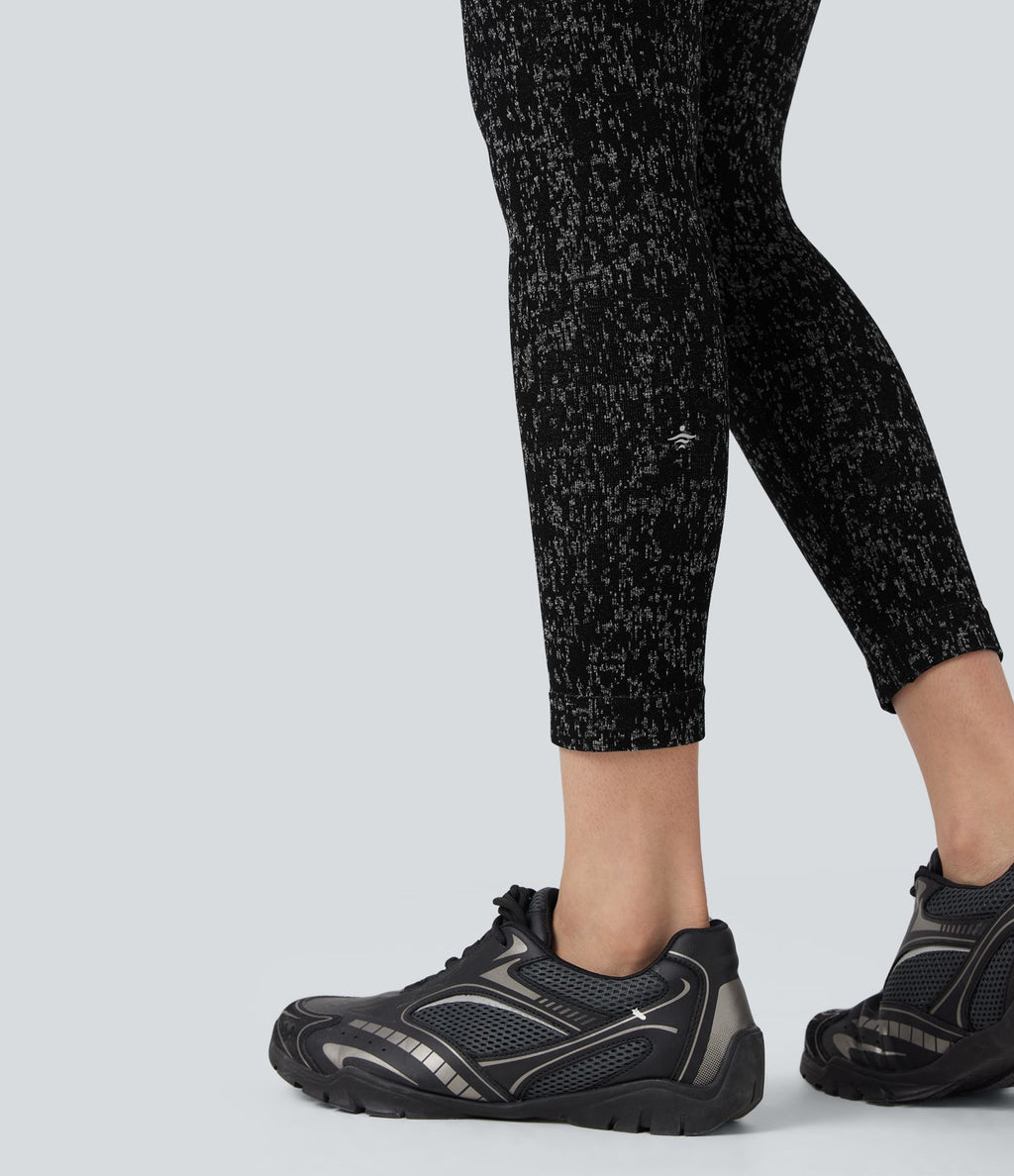 Legging yoga 7/8 taille haute moucheté sans couture OneForm Seamless Flow avec poches