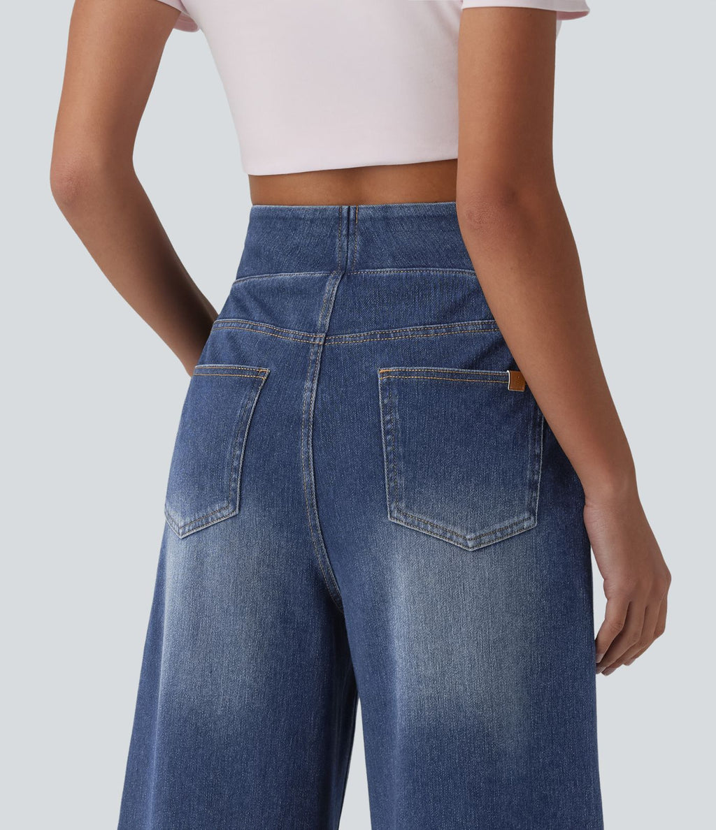 Jean capri ample Halara Flex™ taille haute gainant avec poches
