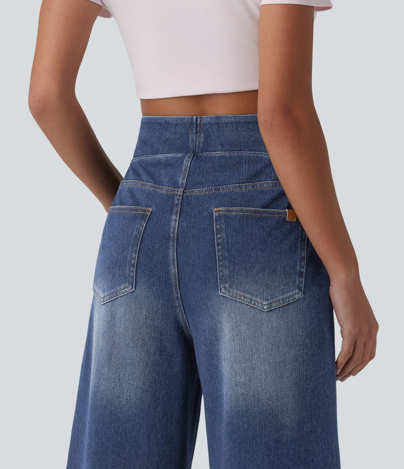 Jean capri ample Halara Flex™ taille haute gainant avec poches