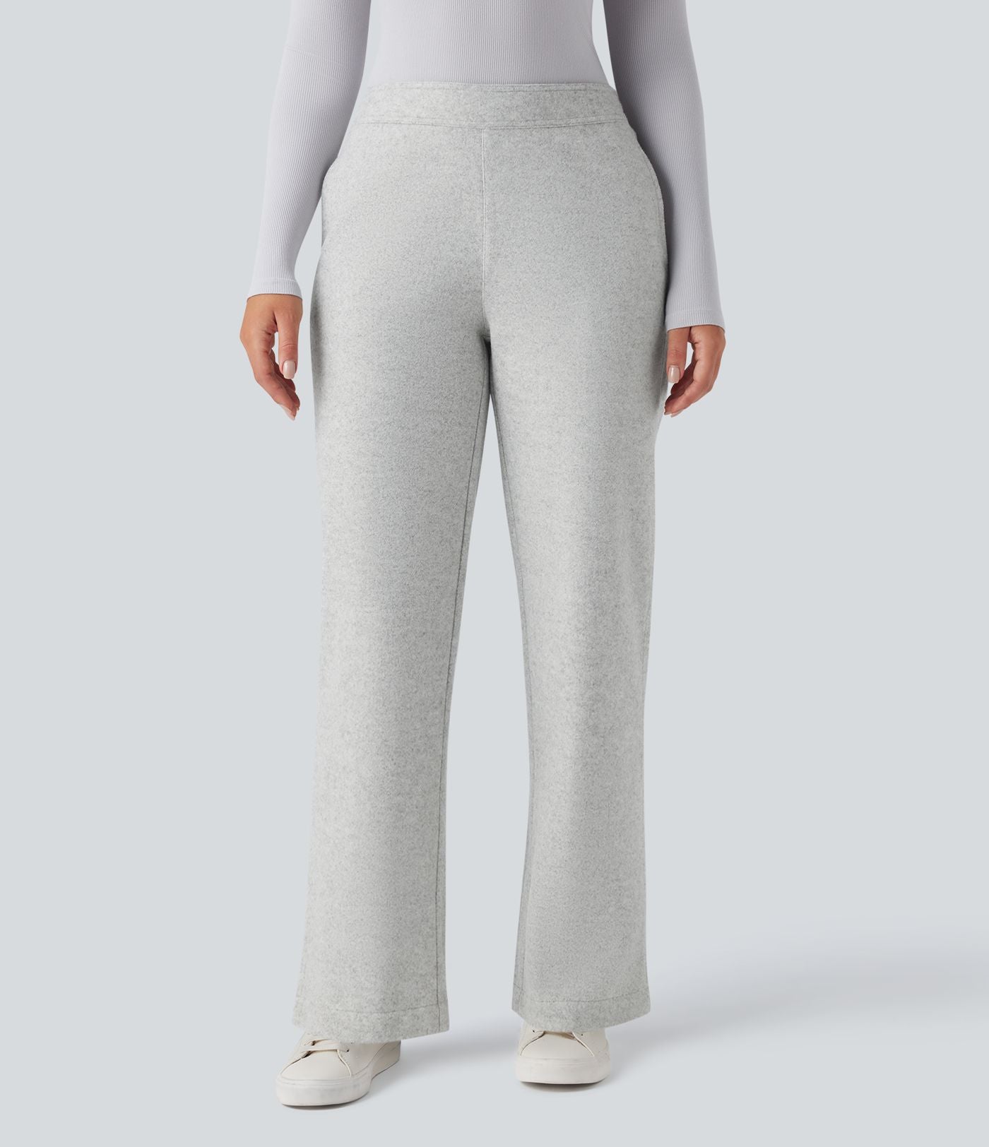 Pantalon tailleur coupe droite taille moyenne avec poches