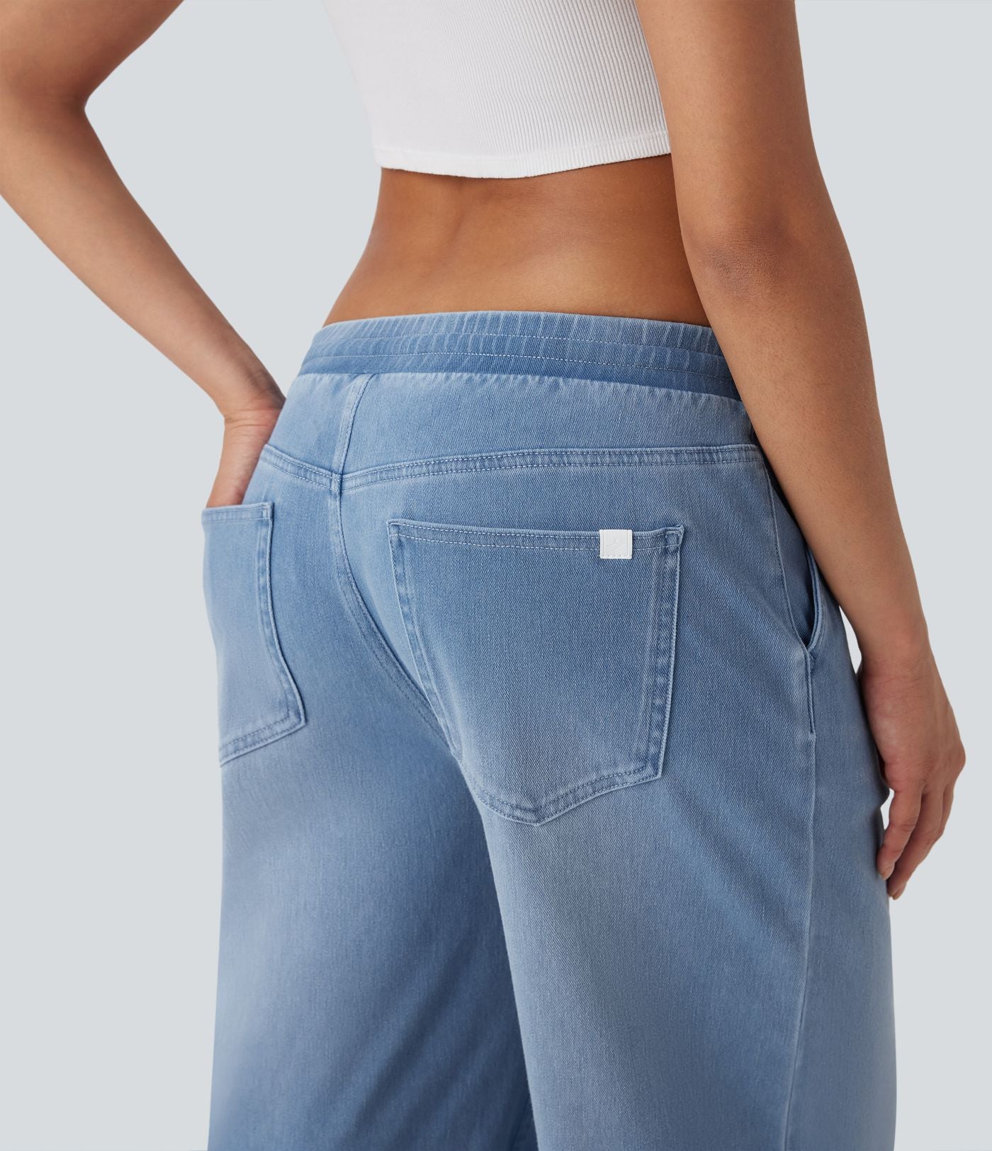 Jean ample en denim extensible à taille basse avec cordon Halara Flex™ avec multiples poches