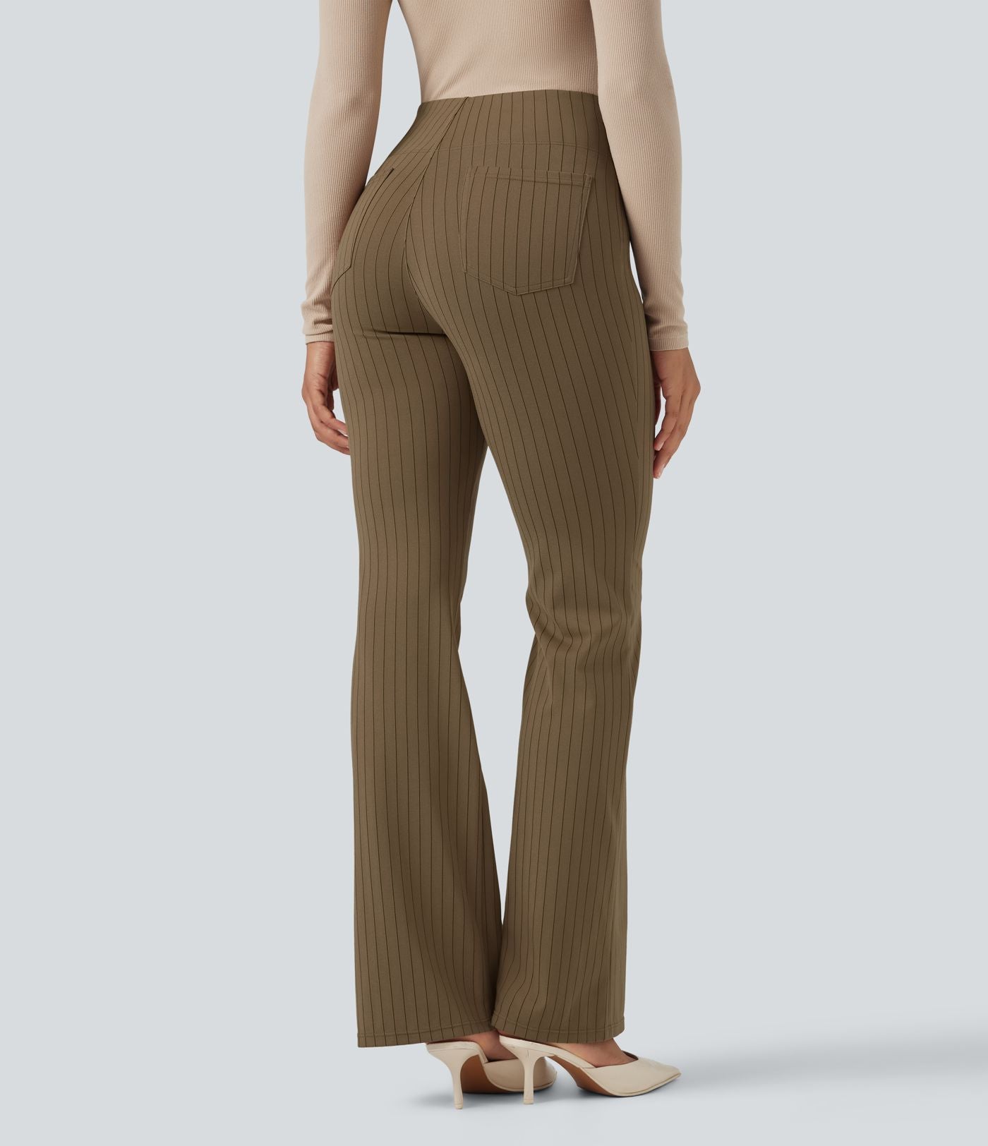 Halara Flex™ Pantalon tailleur évasé à rayures taille haute avec poches