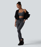 Legging de yoga Halara UltraSculpt™ taille haute avec cordon de serrage imprimé carreaux avec poches