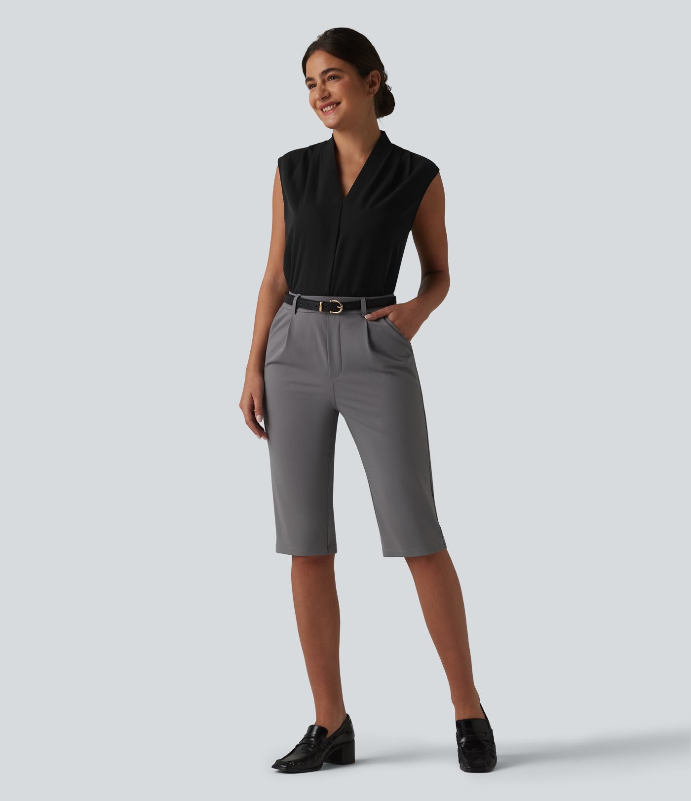 Body tailleur sans manches col V