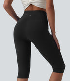 Legging de yoga corsaire SoftlyZero™ taille haute croisé avec poches - UPF50+