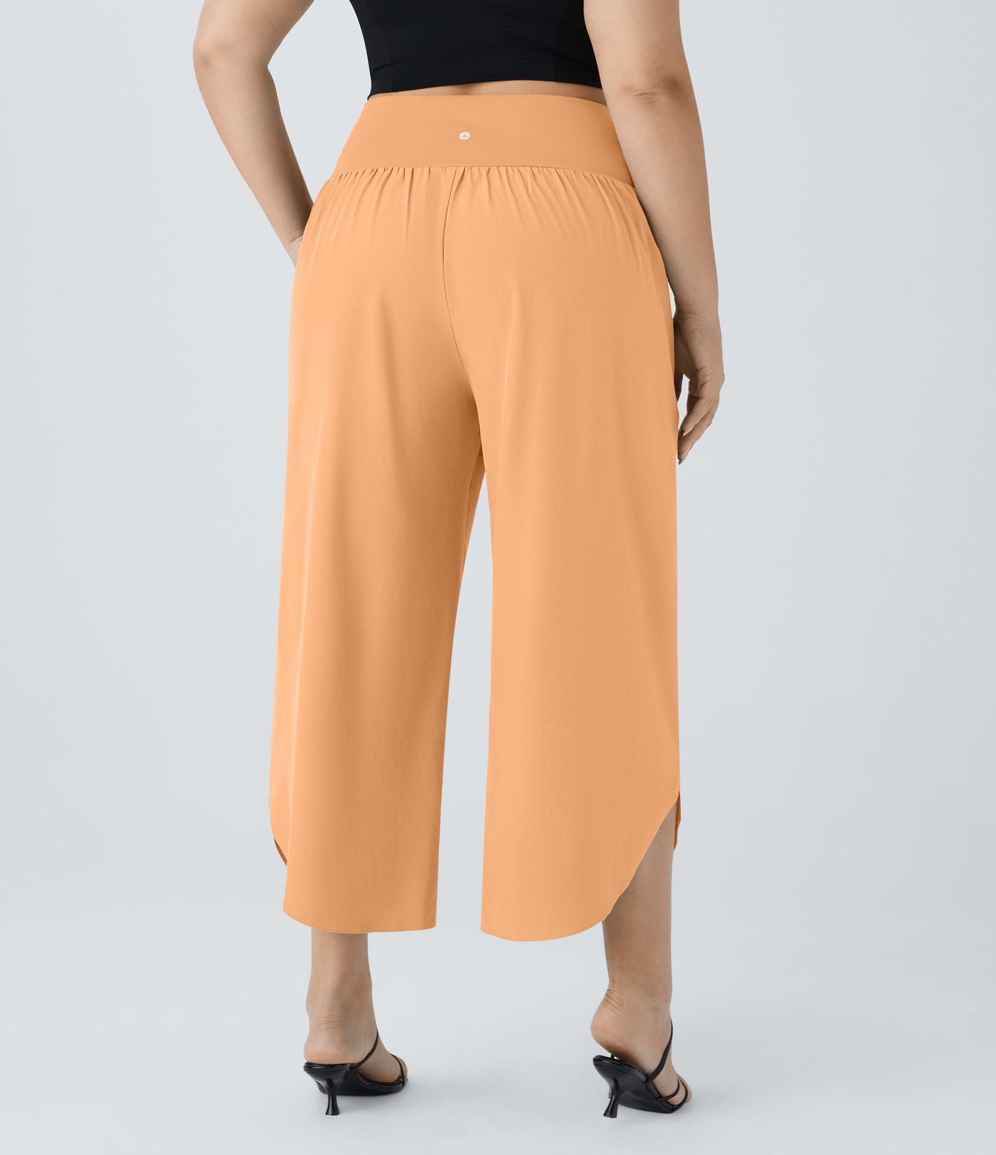 Breezeful™ Pantalon de Vacances Grande Taille Taille Haute avec Découpe Croisée Plissé Poche Latérale Fente et Séchage Rapide
