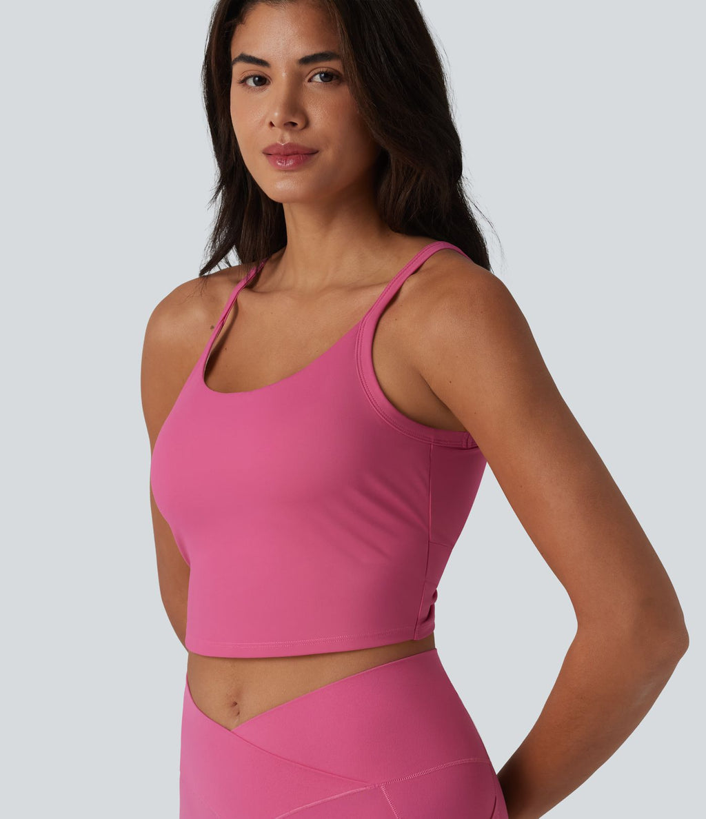 Brassière de yoga courte col U avec découpes et brassière intégrée