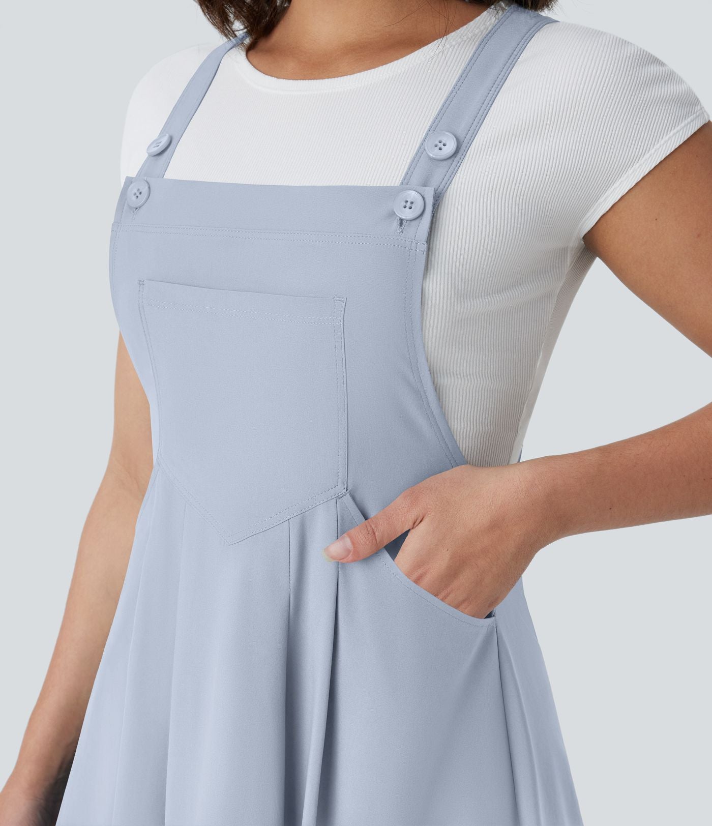 Robe mi-longue décontractée fluide Breezeful™ séchage rapide avec bretelles ajustables, boutons et poches multiples