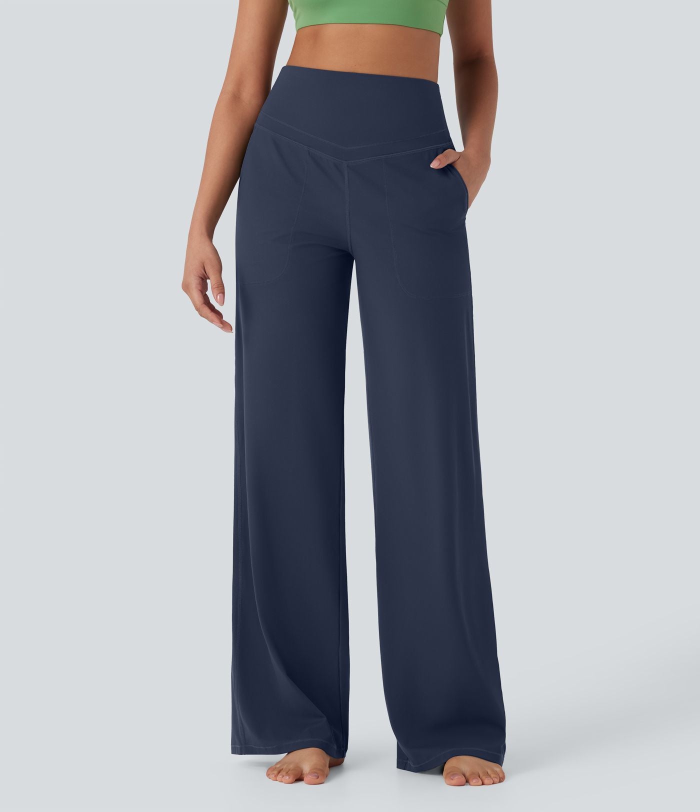 Pantalon de yoga droit gainant taille haute avec poches Halara UltraSculpt™