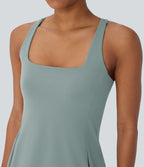 Robe de sport yoga mini 2-pièces SoftlyZero™ Plush à découpes avec poche A-C