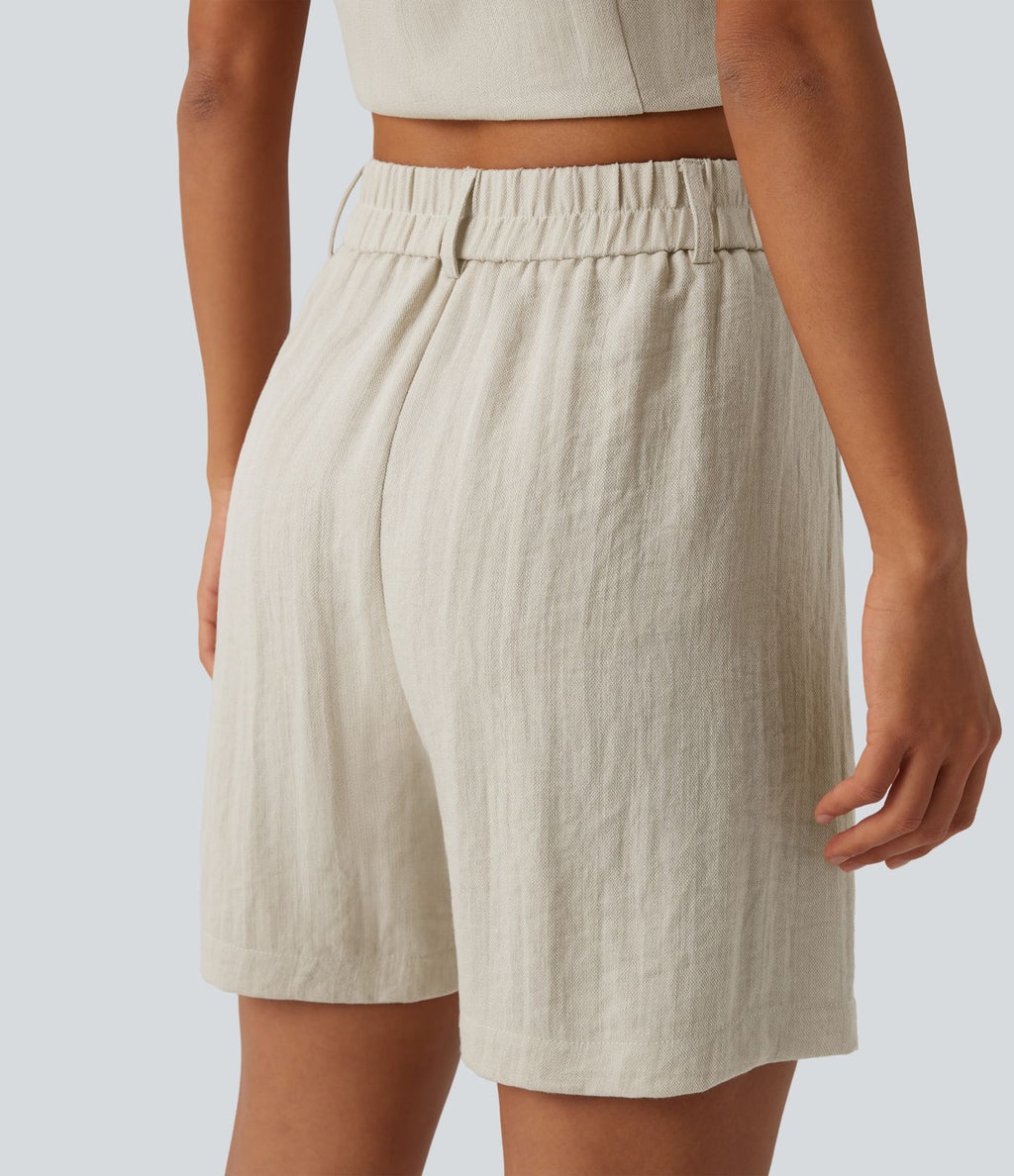 Short décontracté taille haute avec poches