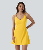 Robe sport danse mini 2-en-1 col V dos nu SoftlyZero™ Plush avec poches - Édition Easy Peasy