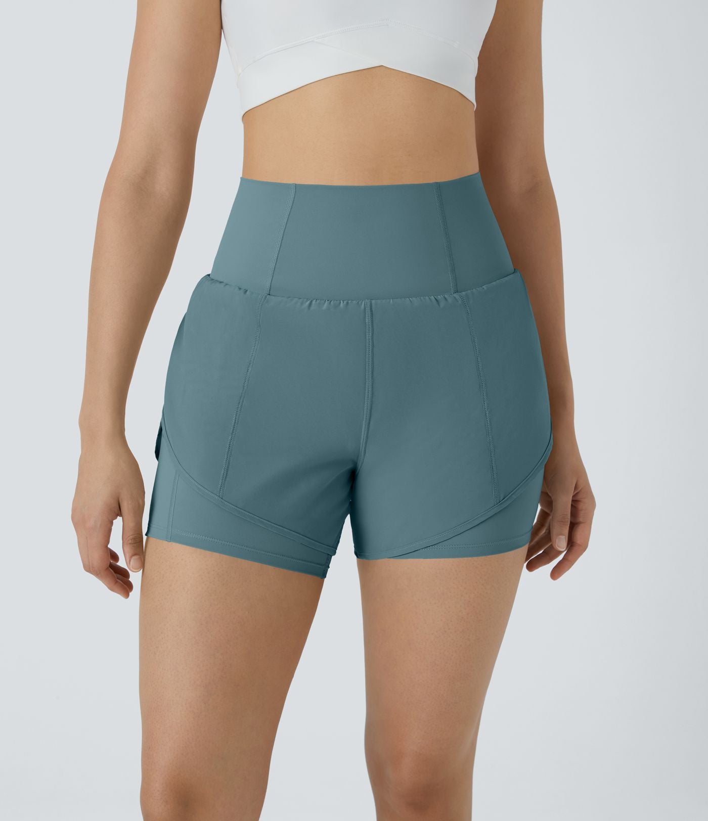 Breezeful™ Short 8,8cm Yoga Séchage Rapide 2 en 1 Taille Super Haute Ourlet Courbé Poches Latérales