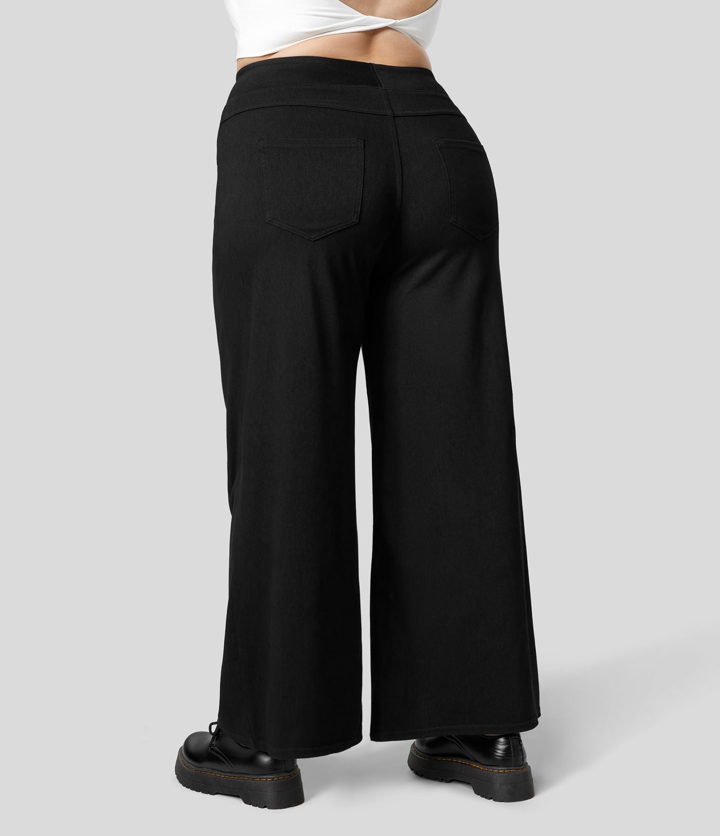Halara Flex™ High Waisted Multiple Pockets Wide Leg Loose Stretchy Knit Casual Plus Size Jeans