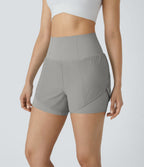 Breezeful™ Short 8,8cm Yoga Séchage Rapide 2 en 1 Taille Super Haute Ourlet Courbé Poches Latérales