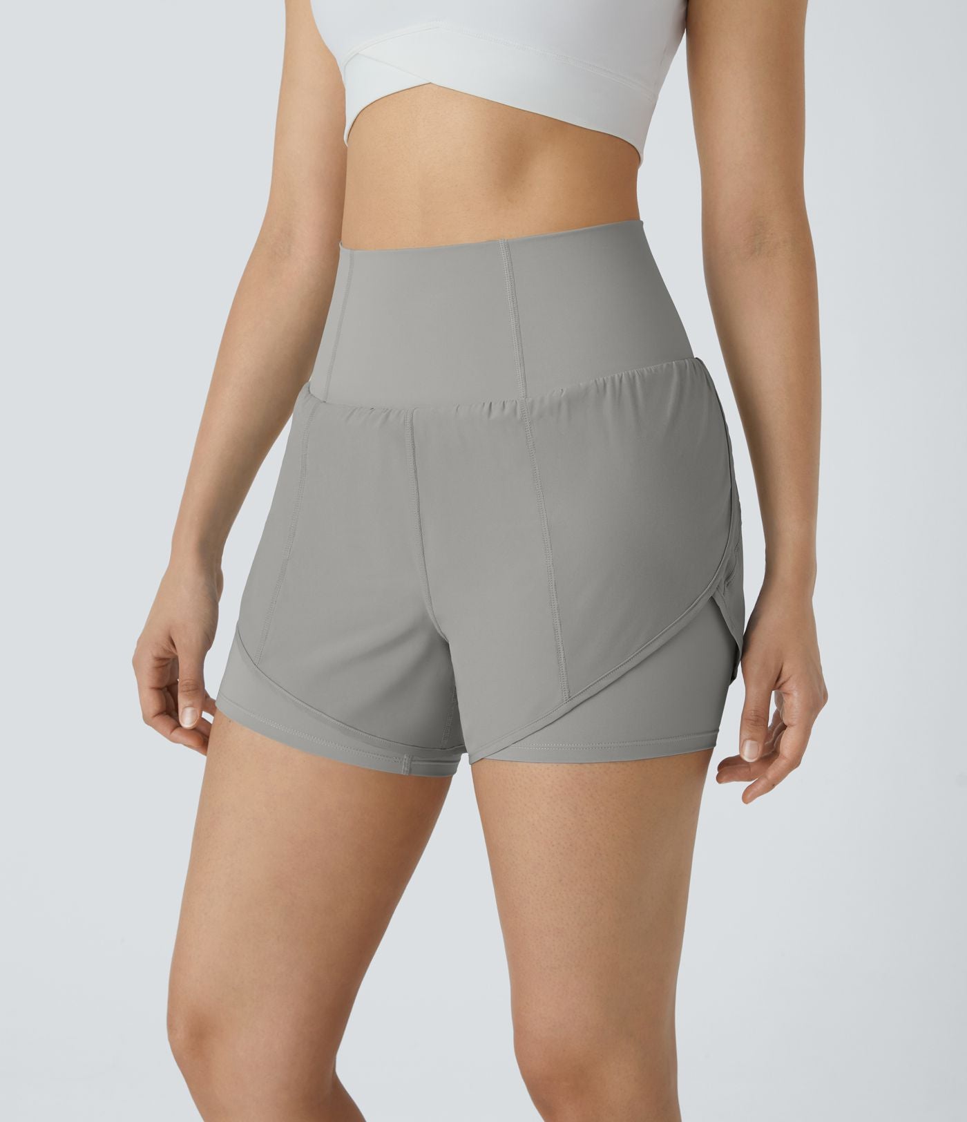 Breezeful™ Short 8,8cm Yoga Séchage Rapide 2 en 1 Taille Super Haute Ourlet Courbé Poches Latérales