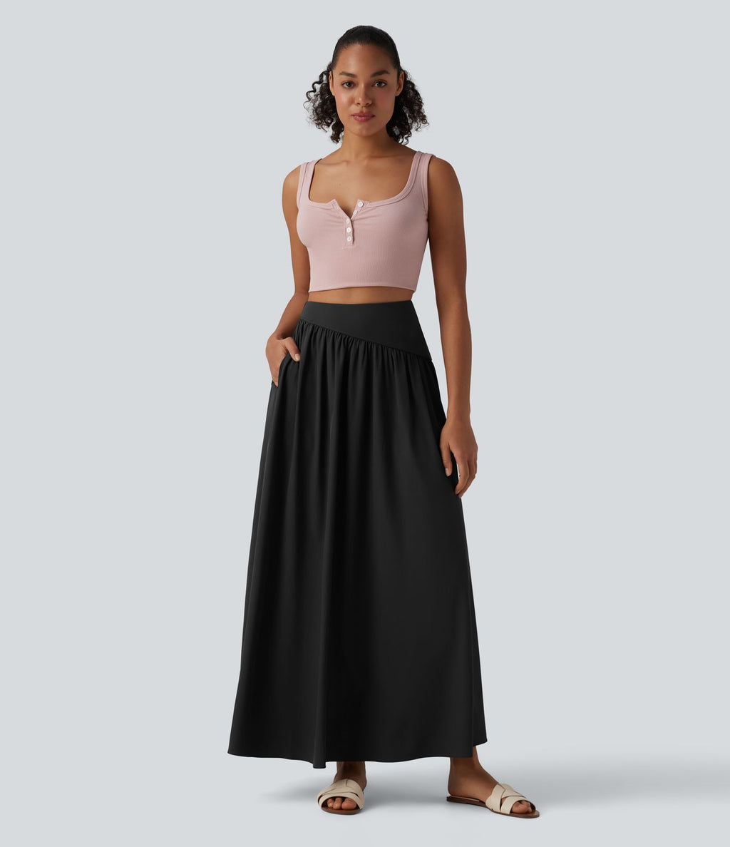 Breezeful™ Jupe maxi décontractée fluide taille haute à séchage rapide avec poches