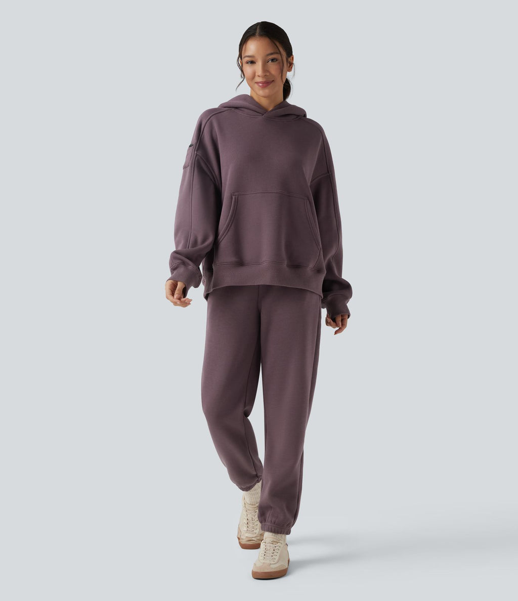 Sweat-shirt de sport casual oversize en molleton à capuche et manches longues avec poches