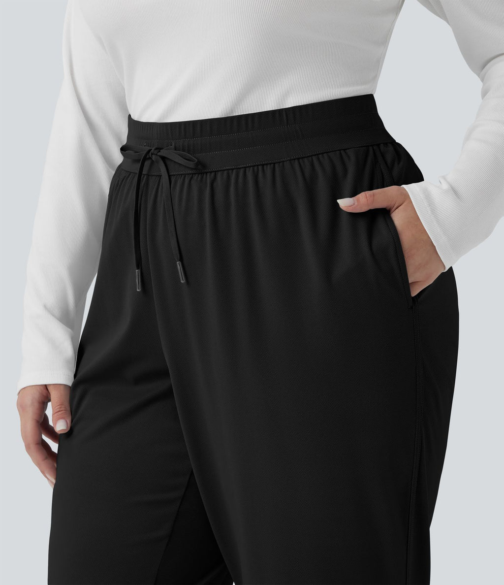 Pantalon golf grande taille fuselé taille mi-haute avec cordon de serrage, ourlet arrondi, séchage rapide et poches - UPF40+