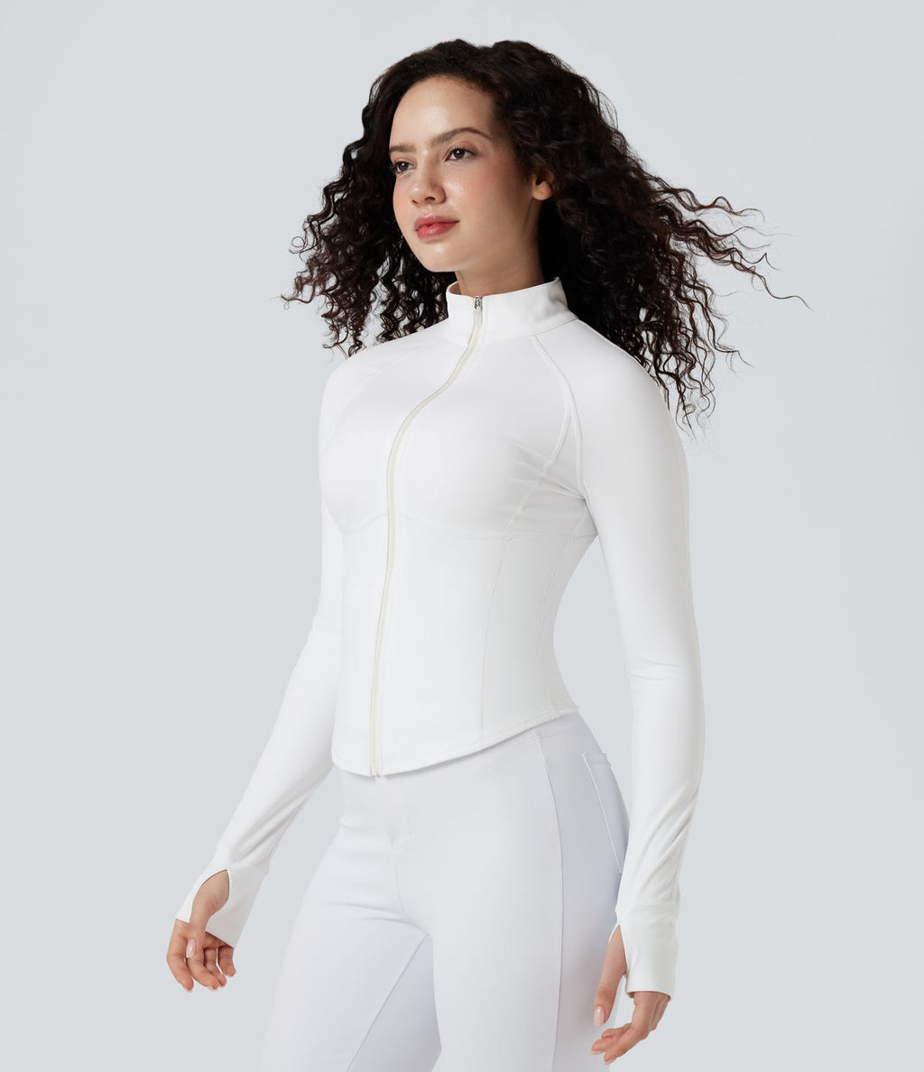 PuffFlex Manteau doudoune 3-en-1 court casual à col montant et veste à ourlet arrondi avec passants pouces et poche