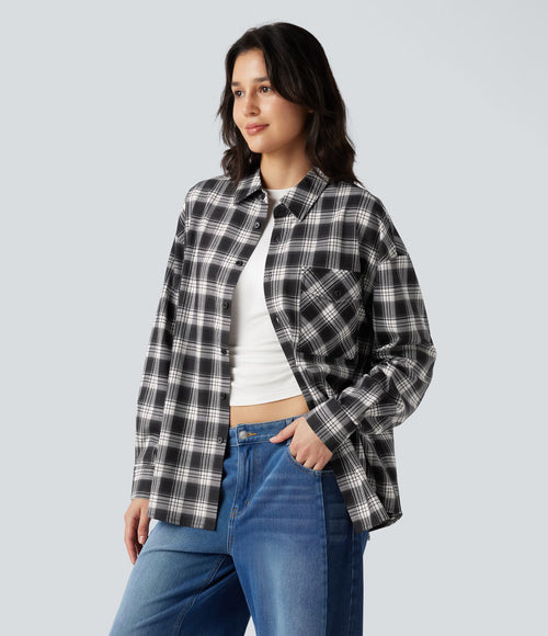 Chemise à carreaux coupe décontractée avec poche