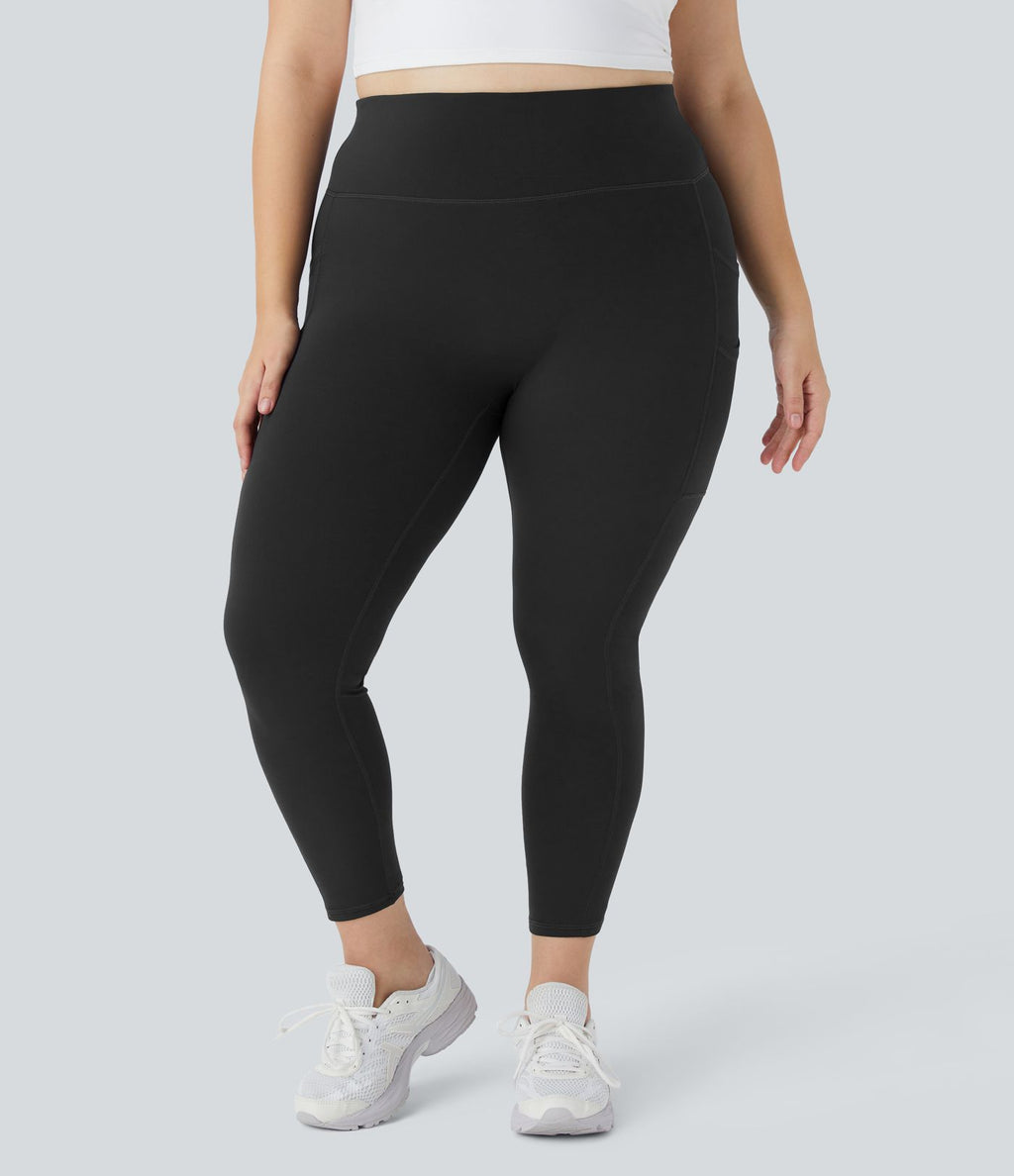 Softlyzero™ Legging Yoga 7/8 Taille Haute à Double Poches Taille Plus Uni