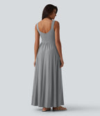 Robe longue fluide sans manches avec brassière intégrée (Bonnets E-G) et poches
