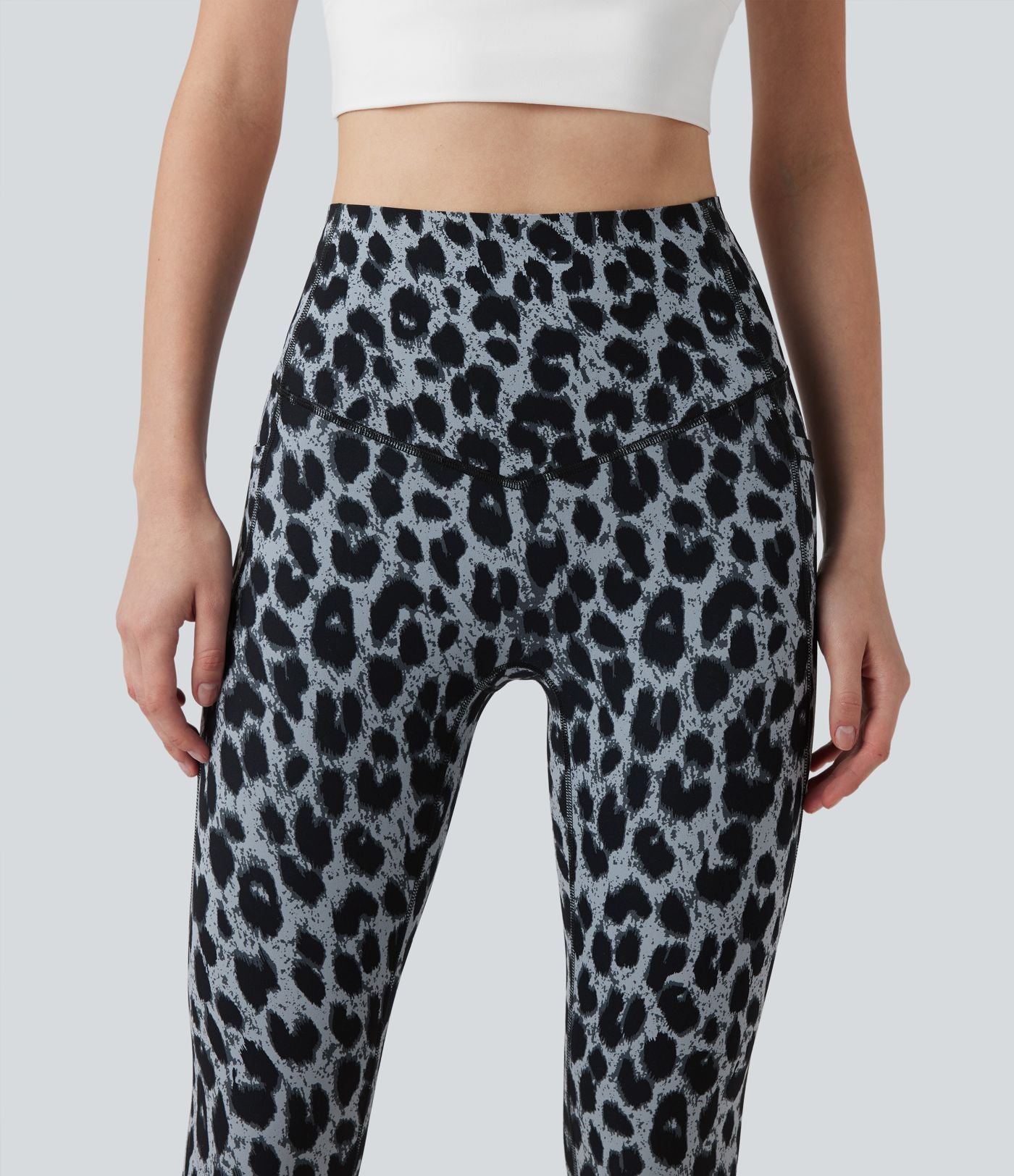 Legging de yoga gainant taille haute imprimé léopard avec poches Halara UltraSculpt™