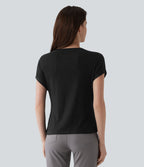 Top tailleur col rond manches courtes raglan