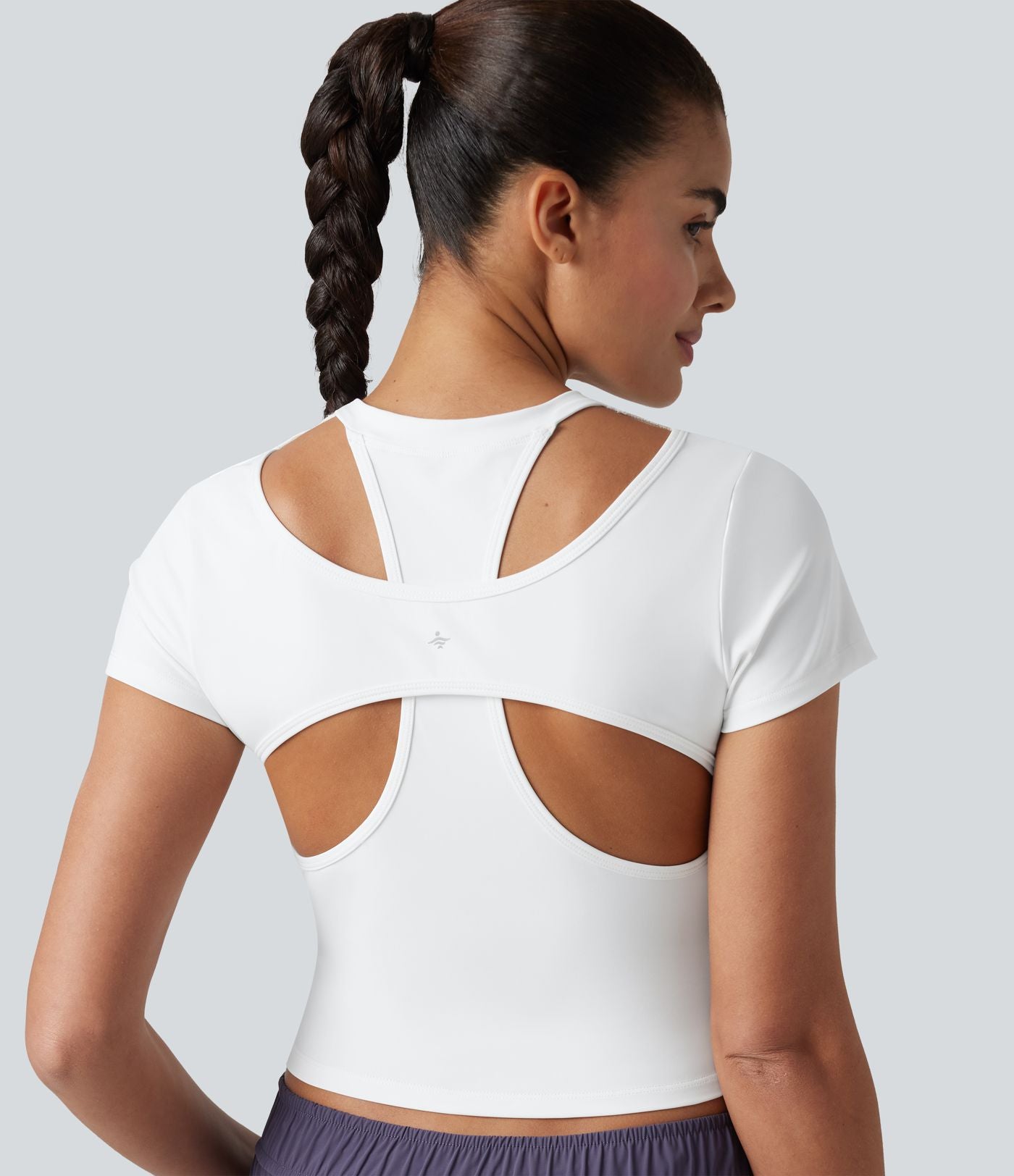 Haut SoftlyZero™ de sport d'entraînement col rond manches courtes avec découpe dos croisé effet frais InstantCool