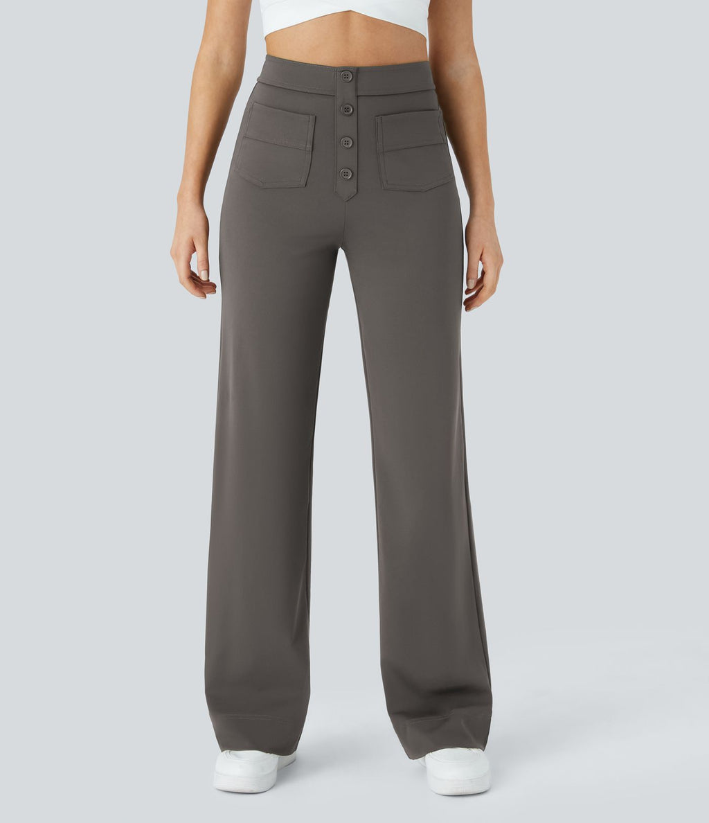 Pantalon taille haute coupe droite DayStretch avec poches