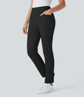 Pantalon de golf taille moyenne à séchage rapide avec multiples poches, fentes et coupe fuselée-Poche pour tee de golf-UPF40+