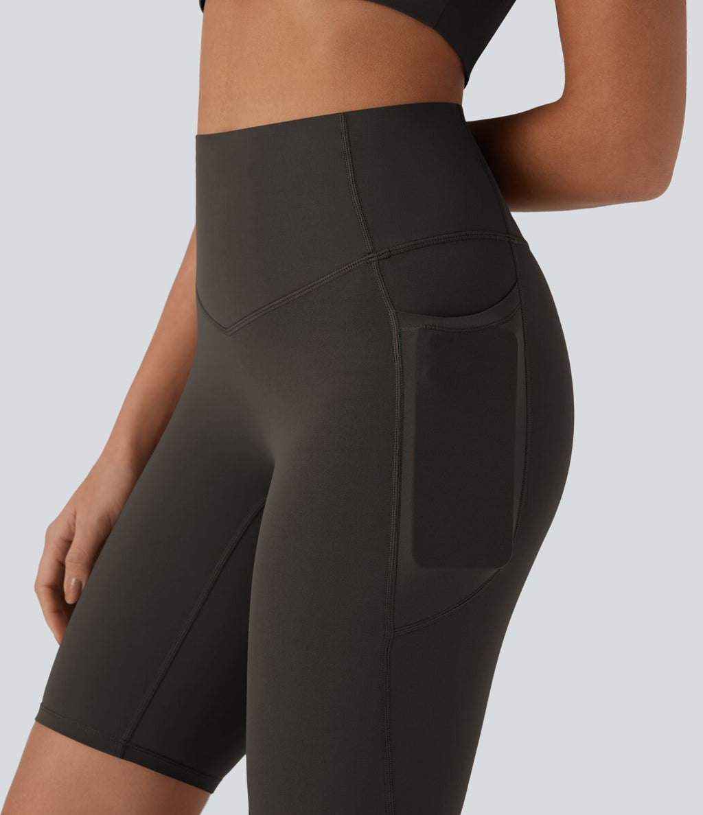 Short cycliste 22,8 cm d'entraînement gainant taille haute avec poches Halara UltraSculpt™