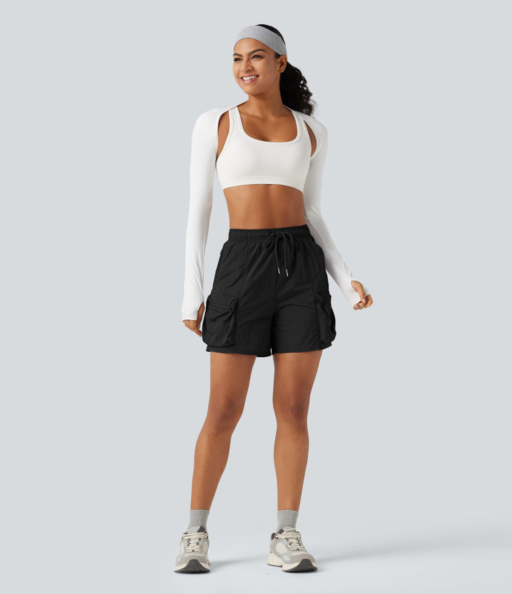 Short cargo de sport taille haute avec cordon de serrage et poches
