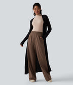 Jogging décontracté thermique large taille haute chiné séchage rapide avec finitions ondulées et poches - UPF40+
