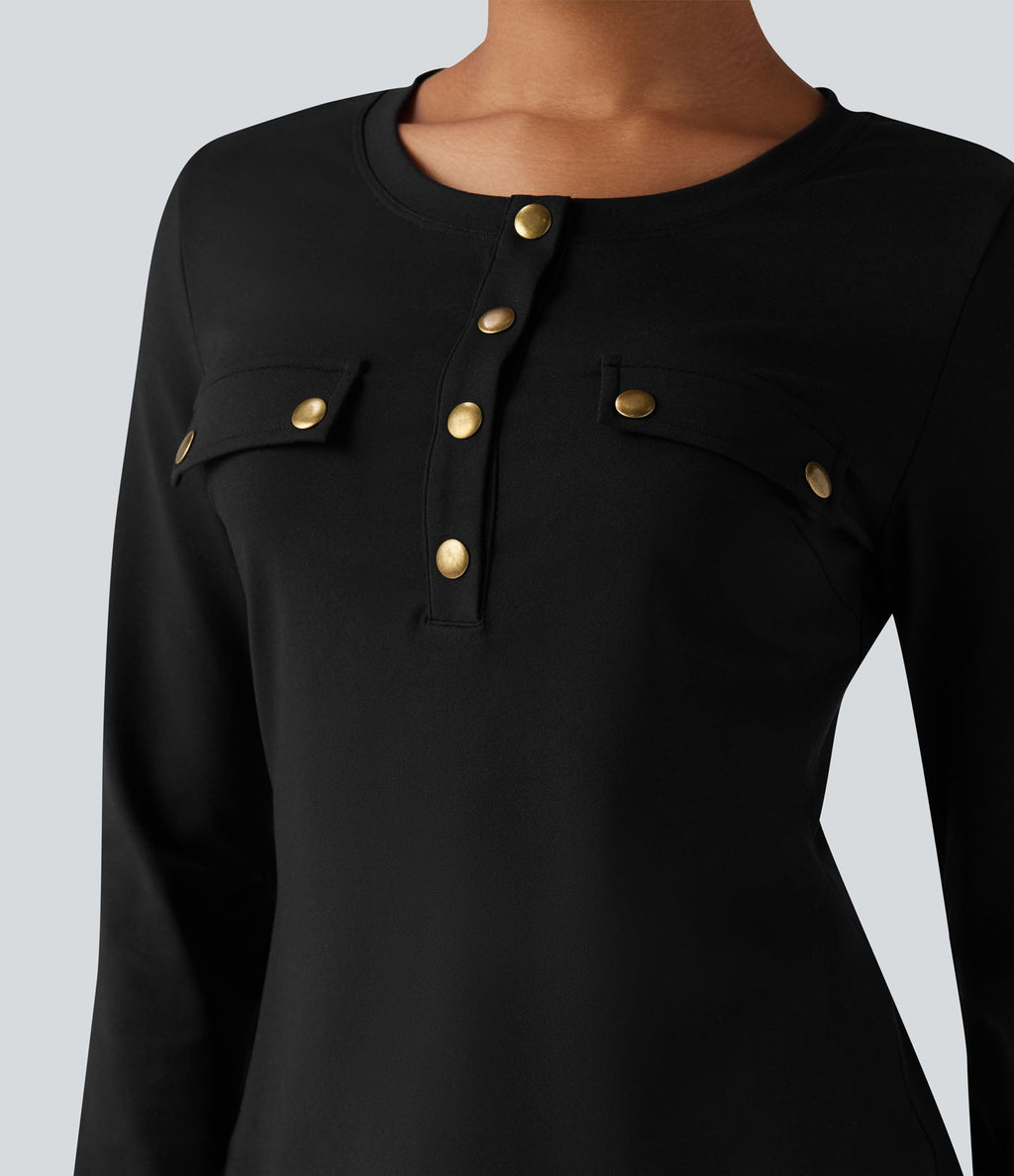 Haut col henley manches longues