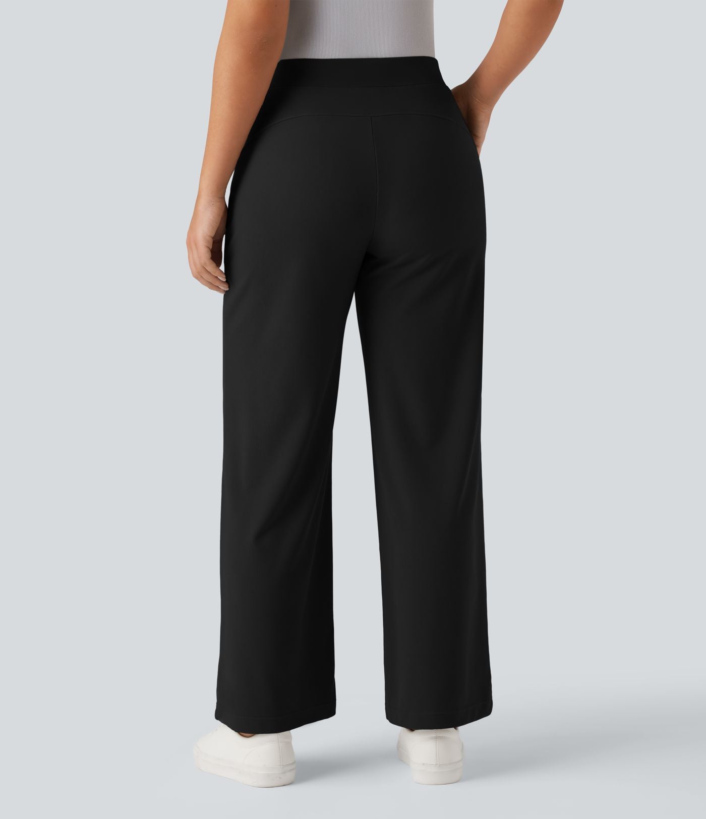 Pantalon tailleur large gainant sculptant taille haute en micro-gaufré avec poches Halara Flex™