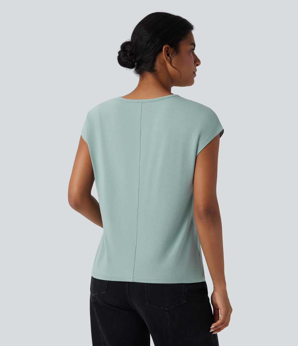 T-shirt casual col V manches courtes