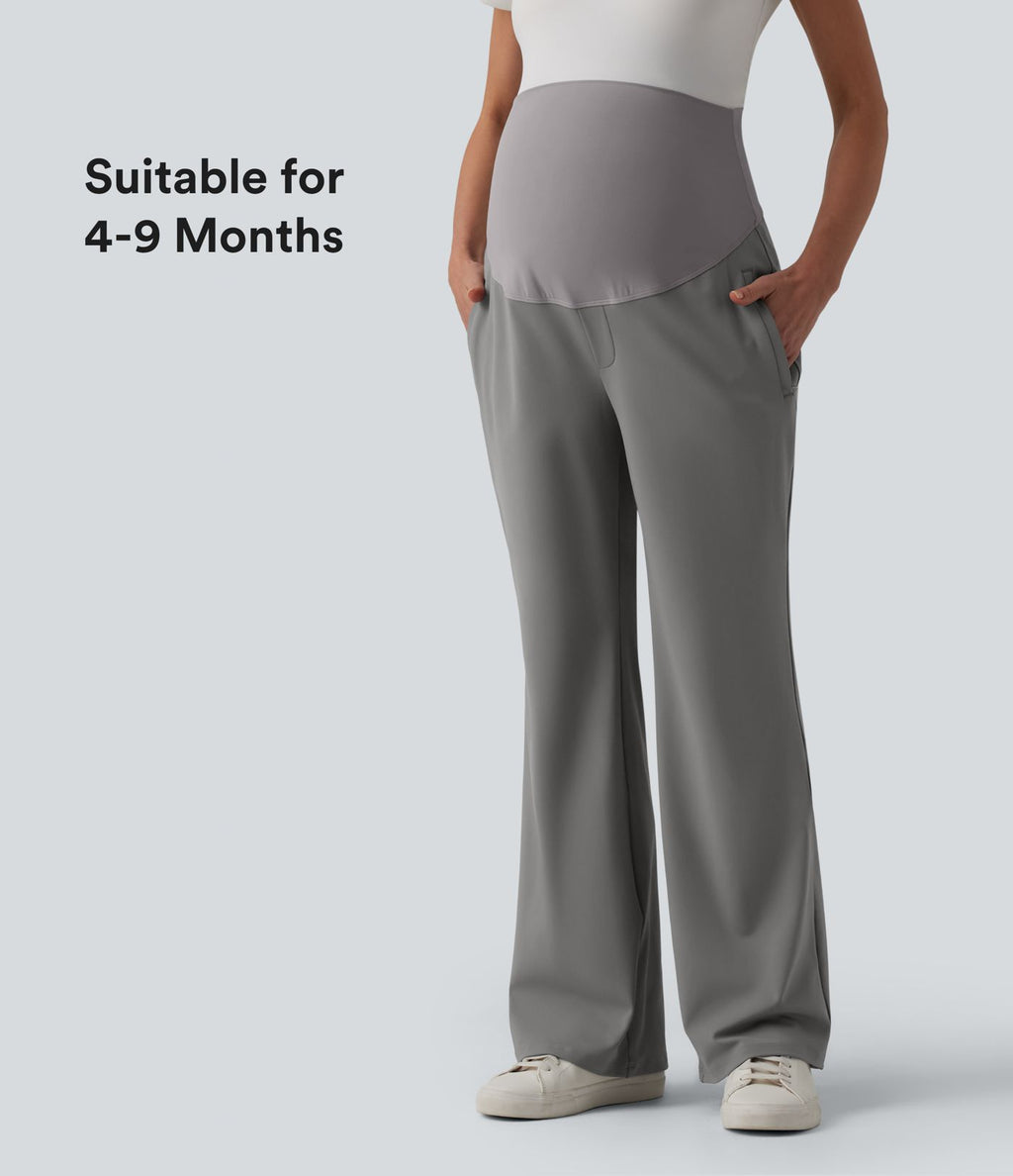Halara Flex™ DayStretch Pantalon tailleur maternité évasé taille très haute avec poches zippées