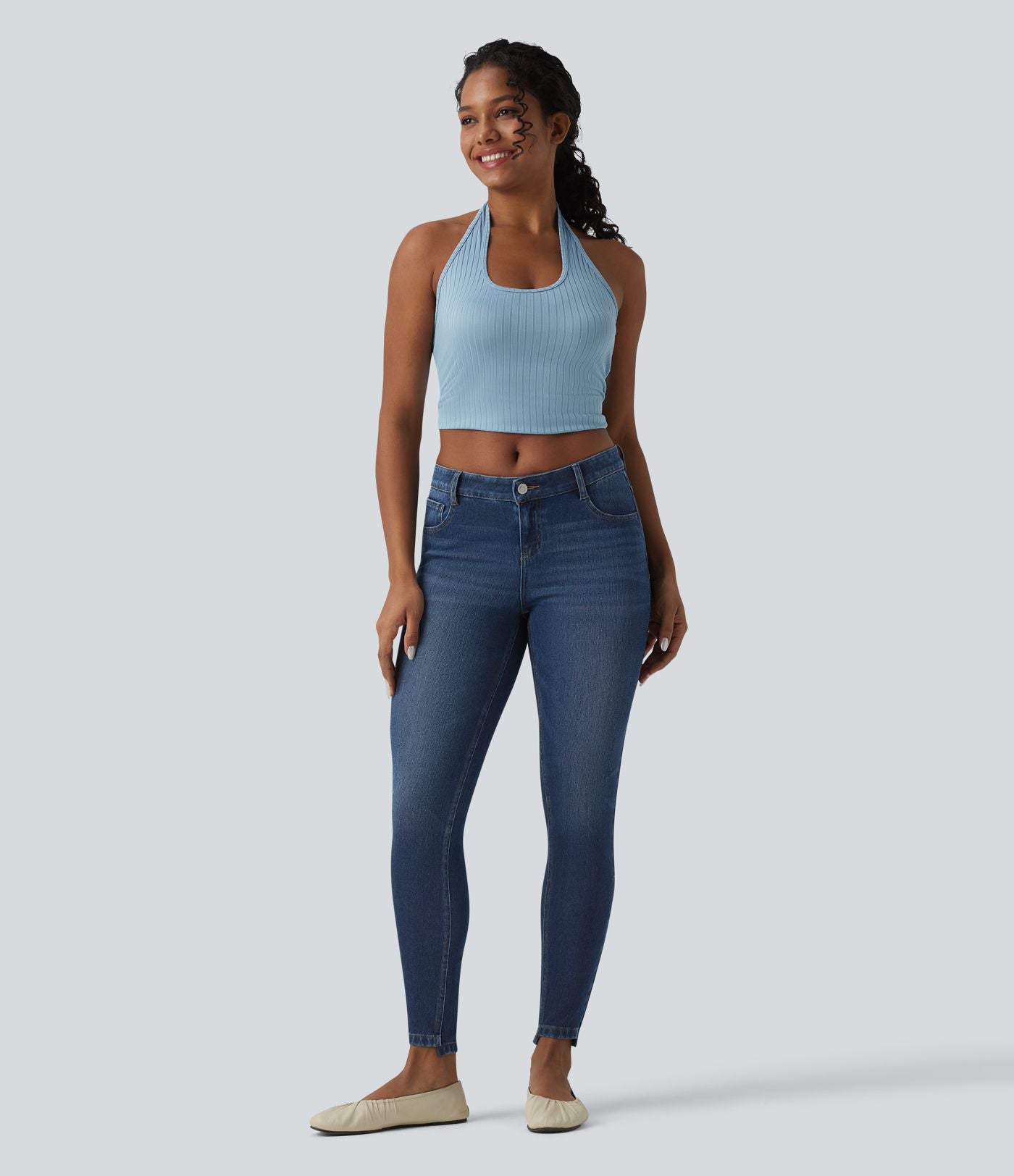 Jean skinny 7/8 décontracté taille basse Halara Flex™ avec poches