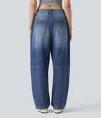 Halara Flex™ Jean barrel casual taille basse avec poches